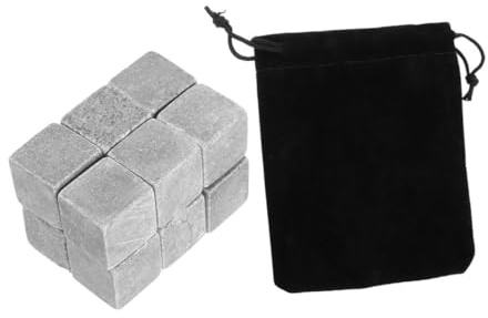 Homoyoyo 12 Pezzi Cubetti di Ghiaccio in Pietra di Marmo Riutilizzabili per Whisky e Vino, Set Pietre Refrigeranti per Bevande, Raffreddamento Rapido per Eventi, Feste e Bar, Sacchetto