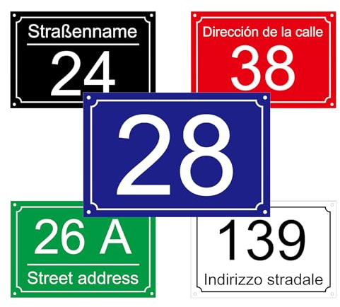 WAFMMTT Numéro De Maison Personnalisable Plaque Numéro De Rue Aluminium Extérieur Résiste aux UV et Intempéries, 5 Couleurs, 4 Tailles (Style 1)