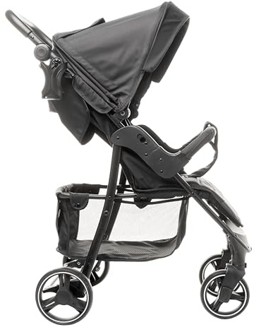 Rapid kinderwagen buggy bis 22 kg, kompakter buggy, klein, leicht und stabil, amortisierte Räder (Schwarz)