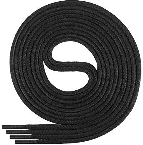 Di Ficchiano gewachste runde Schnürsenkel schwarz, Schuhband, Laces, Durchmesser 2-4 mm für Businessschuhe, Anzugschuhe und Lederschuhe Farbe: black Länge: 75cm