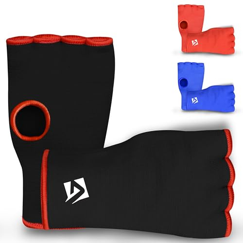 AQF Guantes Interiores de Boxeo elásticos para el puño, Guantes Protectores alternativos a Vendajes Transpirables (Negro, M)