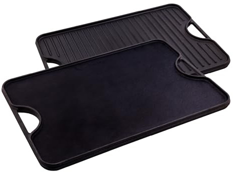 Victoria 20-by-14-Inch Rectangular Cast Iron Griddle, Preseasoned Reversible Griddle