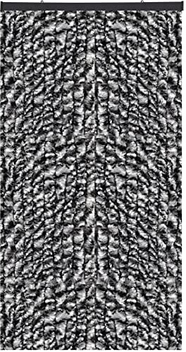 Arsvita Rideau molletonné 160 x 185 cm en mélange noir – gris – blanc, parfait protection contre les insectes et les regards indiscrets pour votre porte de balcon et de terrasse, plusieurs couleurs