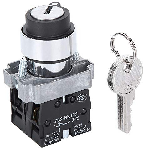 2 Position Key Switch Self‑Reset Power Lock Conversion Rotation Locking with Key and Iron Base 240V-3A Contact Current Less Than 10A Insulation Voltage Below 600V