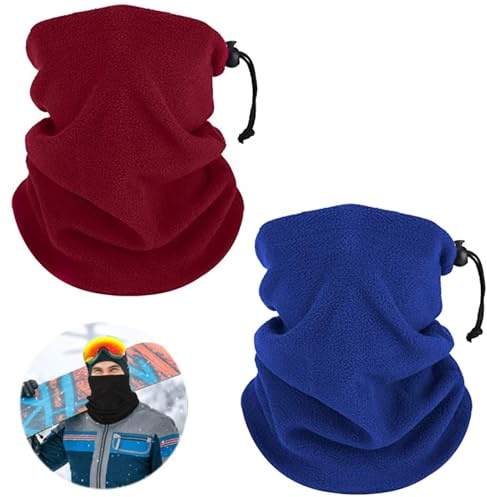 TaimeiMao Bufanda Invierno 2Pcs, Braga Cuello Calentador Tubular, Pasamontañas Aire Libre para Moto Bicicleta