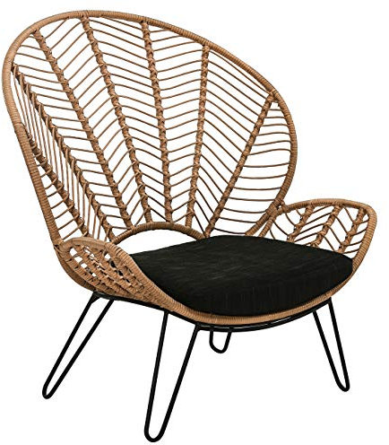 Dehner Geflechtsessel, Korbsessel, Venezia, ca. 111,6 x 102 x 78 cm, Stahl/Kunststoff/Polyester, schwarz/beige