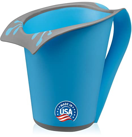 Baby Bath Rinse Cup with Soft Silicone Edge - Tear Free Shampoo Rinser for Babies, Toddlers, Kids - 27 oz Large Capacity Waterfall Pourer, Easy Grip Handle, BPA Free, Made in USA by Fresh Frog