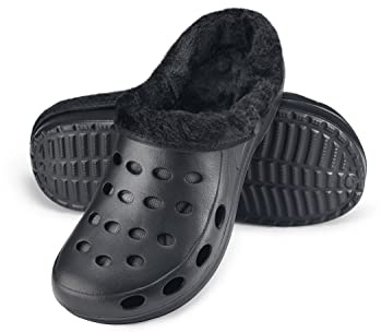 ESTRO Chaussons Femme Hiver Chaud - Sabot Fourré Homme Sabot Jardin Fourre Chaussons Homme Hiver Chaud A01 (44, Noir)