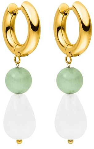 Purelei Clear Quartz Ohrringe (Gold) – Damenohrringe aus langlebigem Edelstahl – Wasserfeste Ohrringe Damen – 44,5 mm Länge – Modeschmuck für deinen individuellen Look