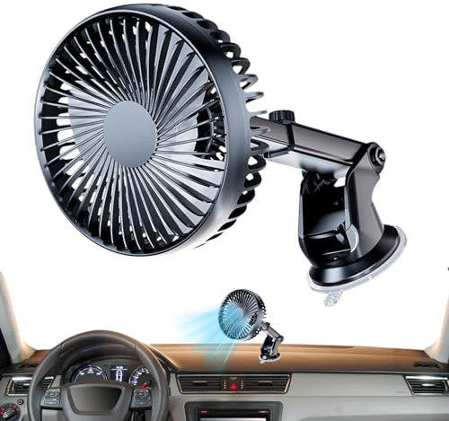 Saugnapf-Ventilator für Auto, Auto-Armaturenbrett-Ventilator - Auto-Freiwinkel-drehbarer Ventilator - 3 Modi einstellbarer tragbarer Lüfter, starker Saug-Armaturenbrett-Kühlluftzirkulationslüfter, Aut