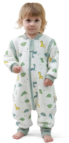 MIKAFEN Gigoteuse pour bébé avec Pieds 2.0 tog 100% Coton - Gigoteuse pour Enfant Toute l'année avec Manches Amovibles - Dinosaure 18-36 Mois