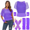 80s Fancy Fishnet Top for Women, Tank Top, Leg Warmers, Gloves, 1980s Costumes Neon Off Shoulder Mesh T-Shirt Accessories Retro Theme Party Cosplay Purple 3XL