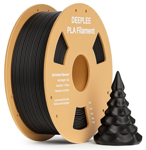 DEEPLEE PLA Filament 1.75mm Black 1kg, Accuracy Tolerance +/- 0.02mm, Filaments 3D Printing Materials Easy to use Compatible with FDM 3D Printers