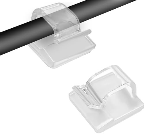 Dazkzooy 60 soportes para cables, transparentes, para exteriores, autoadhesivos, para gestión de cables, organizador de cables, ganchos para fijación de cables, cadena de luces
