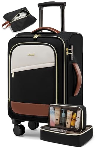 LOVEVOOK 4 Pcs Carry On Luggage 22x14x9 Airline Approved, 20 Inch Carry On Suitcases with Wheels, Softside Rolling Suitcase for Women Men, with TSA Lock Weekender Travel Luggage