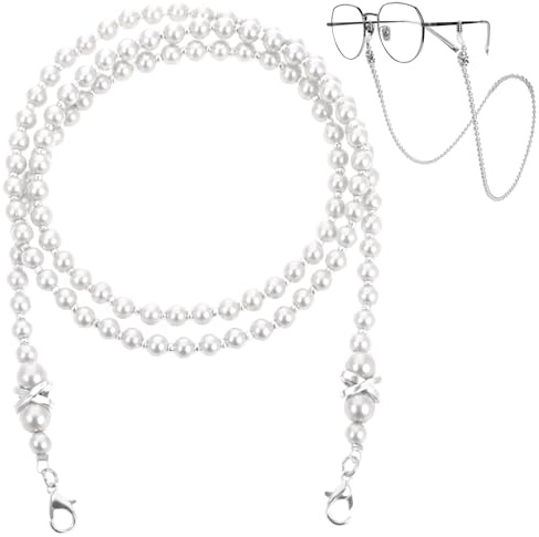Tyqour Pearl EyeGlasses Chain for Women, Elegant Glass Chains Holders, Eye glasses Strap Lanyard, Eyewear Retainer Chain for Glasses Around Neck Women