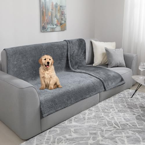 TAIKURA Vattentät hundfilt av vändbar sherpa fleece för säng, soffa, soffa och golv, hundsängskydd för valpar, katter, hundar eller andra små medelstora husdjur 127 x 153 cm