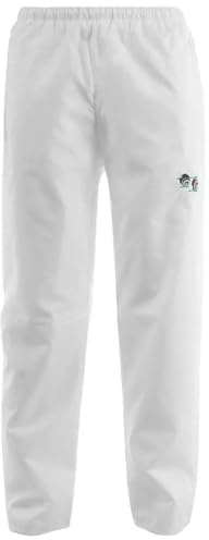 FASHION 7STAR Unisex Bowls Waterproof White Trousers Lawn Bowling Pants Mens Water Repellent Trouser with Bowl Logo Elasticated Adjustable Waist Trousers