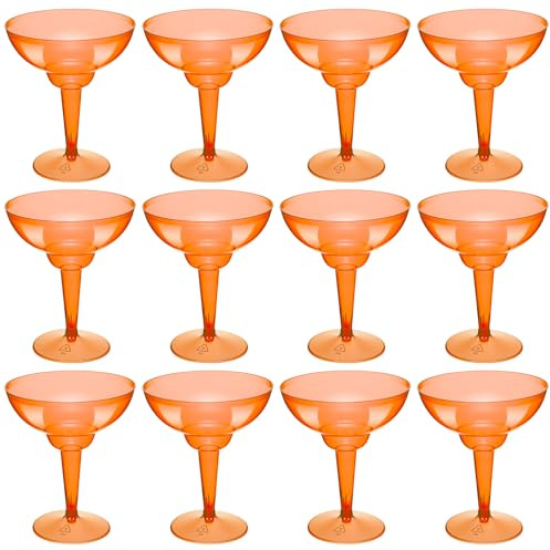 ywmigl 12 st margarita-glas i plast, 35 ml, margarita-koppar, mexikansk temafest, dekorationer, martiniglas bulk, cocktailglas för bröllop, mexikansk tema, karnevaler (orange)