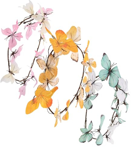 MAGICLULU 3pcs Artificial Butterfly Garland Nature Inspired Decorative Vines with Gradient Design for Home Wall Wedding Easter and Easy DIY Hanging Flowers