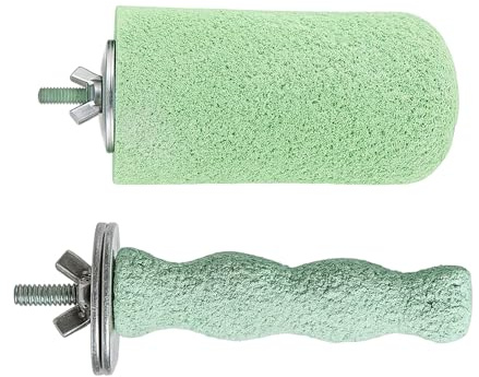 DXPETA 2 Pcs Parrot Perch, Bird Perch for Cage with Wavy and Ice Cream Design, Natural Beak and Nail Trimmer for Small Birds, Includes 2 Perches in Matcha Green