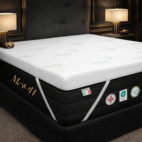 Topper Matrimoniale 160 x 190 cm SFODERABILE - In Memory Foam 5 cm Alta Densità - Correttore Materasso Bugnato Traspirante con Rivestimento in Aloe Vera – Rinfrescante, Massaggiante, Ipoallergenico