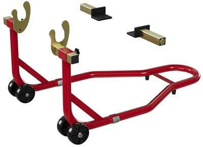 Garvee Béquille de levage arrière moto robuste 204 kg – Support réglable U+L pour bras oscillant – Idéale pour atelier et garage – Compatible multi-motos – Support arrière rouille, 1 pièce, avec gants