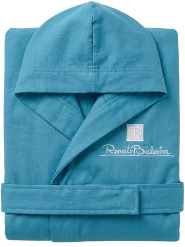 o-day Renato Balestra Peignoir en microfibre pour homme et femme peu encombrant, unisexe, avec capuche, poches et ceinture, idéal pour voyage, piscine, salle de sport légère et douce