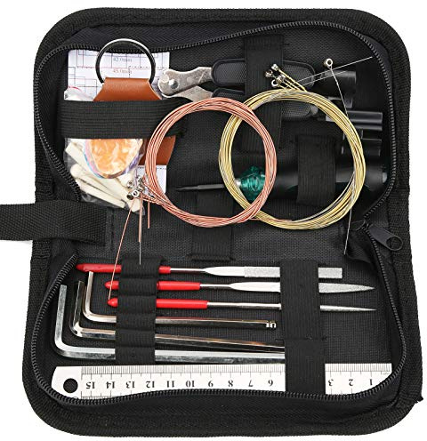 Gitarr reparationsverktyg kit 3 i 1 strängs bytesverktyg komplett set för elgitarr bas mandolin banjo ukulele akustisk gitarr underhåll med bärväska Slitstark plast metall