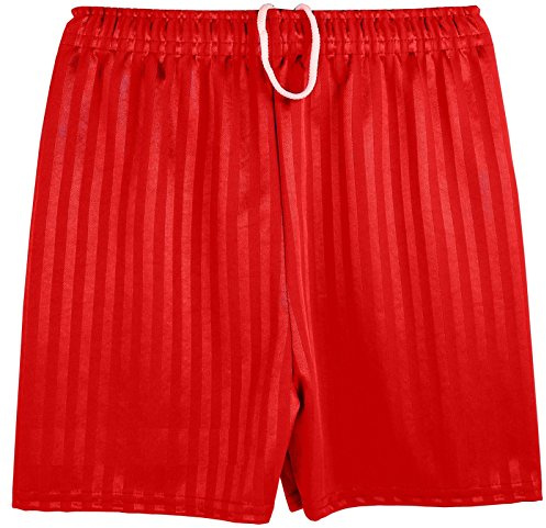 Kentex Online Boys Girls Unisex Shadow Stripe Gym Sports Football Games School PE Shorts (Large (7-8 Years), Bright Red)