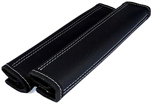 L&P A138 2 Stück Gurtschoner Gurtpolster aus 100% ECHTLEDER Leder in Schwarz mit grauer Naht GRAU