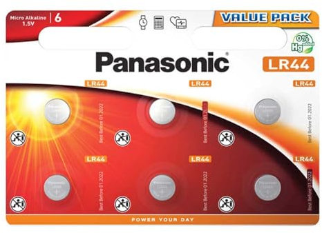 Panasonic LR44 Micro Alkali-Knopfzelle, 1.5V, 6 pcs , Alkaline