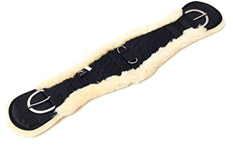 Engel Reitsport | Lammfell Sattelgurt Western Kurzgurt Konturgurt WGURT-50-SCH-MED schwarz/med. 20 50cm