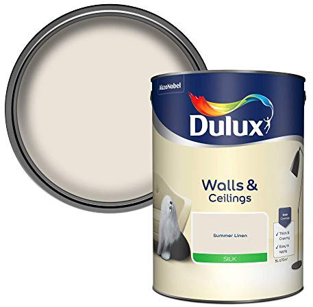 Dulux Walls and Ceilings Silk Emulsion Paint, Summer Linen, 5 Liters