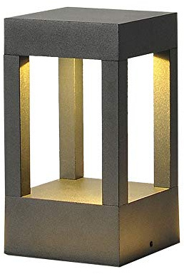 Lámpara de poste cuadrada simple moderna negra LED Acabado mate IP54 Linterna de poste impermeable Césped Jardín Decoración de pared Luz de pilar Material de aluminio fundido Lámpara de columna