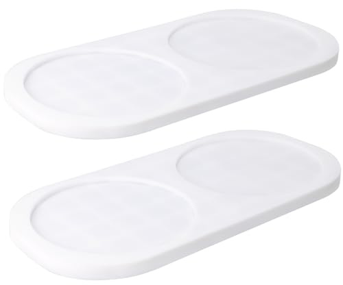 HvOvMvE Sottobicchiere in silicone, per cucina e bagno, per posizionare dispenser di sapone, bicchiere, portaspazzolino, bevande, tappetino per tazze protegge il piano di lavoro, antiscivolo (bianco)