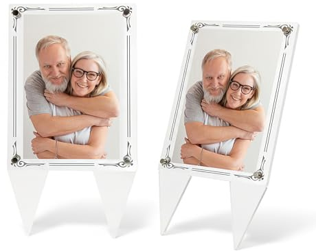 Keruios Cornice portafoto impermeabile per tomba, 12,7 x 17,8 cm, 2 pezzi, versione verticale, cornice in acrilico, decorazione per cimitero, cimitero e tomba, decorazione da giardino, regalo funebre