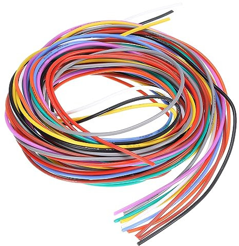 QUARKZMAN 26AWG Kabel Elektrischer Draht 0,13 mm² Verzinntes Kupferkabel 1,5 Meter Stromkabel 10 Farben, Hohe Temperatur Leitung Erdkabel Litzenkabel Verlängerungskabel für Kfz Kabelkanal