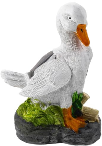 Zerodeko Outdoor-Solartier-Rasenlampe aus Kunstharz (Ente) Statue Entenkunstskulptur gartenskulptur solar gartenbeleuchtung Ornament Desktop- Solarenergie- scheinen schmücken LED
