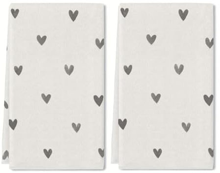 Geroclonup (40 x 60 cm weiße Herz-Boho-Geschirrtücher, dekorative Küchentücher, Handtücher, Waschlappen für Heimdekoration, Muttertagsgeschenke, Muttertagsdekorationen, 2 Stück