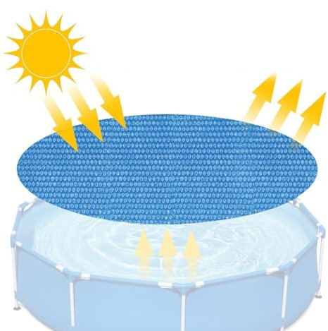 MLqkpwy Solarabdeckung Pool Rund, Poolabdeckung Rund, Solarplane Für Eckige Pools, Schwimmbadabdeckung Rund Ø 240 cm, Abdeckplane Plane Schutzplane Winddicht Regenfest Staubdicht,Blau