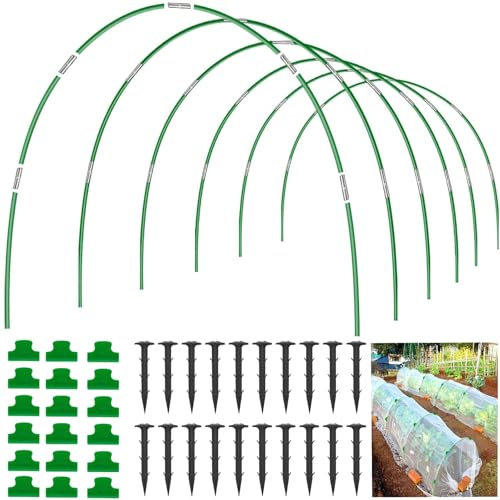 OAHAO Garden Hoops for Raised Beds Row Cover 6 Sets of 2.4M Long Garden Hoops, Greenhouse Hoops Grow Tunnel for Garden Netting Raised Bed Plant Shade Cloth Row Cover for Outdoor Plant