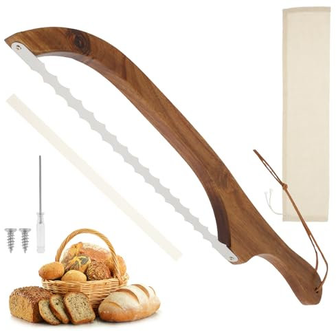 Brotmesser Aus Holz Brot Bogenschneider BrotsäGe Edelstahl BröTchenmesser FüR Selbstgemachtes Brot BäCkermesser Ideal Zum MüHelosen Schneiden Von Sauerteig Dicken Broten Kuchen