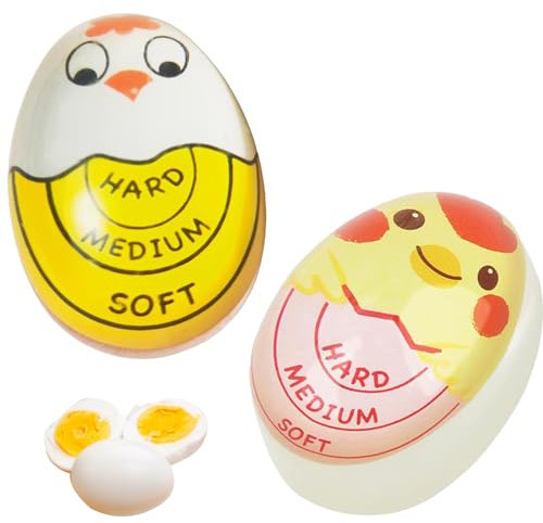 Cute Egg Timer Double Pack – Colour Changing Boiled Timer for Perfectly Cooked Eggs – Precision for Soft, Medium, and Hard Boiled – Easy to Use and Reusable