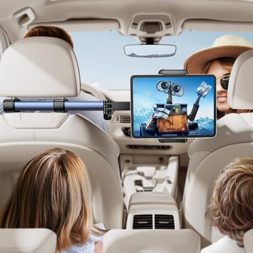 TRYONE Tablet Halterung Auto Kopfstütze - [46cm Langarm] [3 in 1 Ausziehbare] KFZ Tablethalterungen Reise Zubehör für Kinder, Autohalterung für iPad für Sumsung Tab/Switch/Handys & 4,7-13 Zoll Geräte