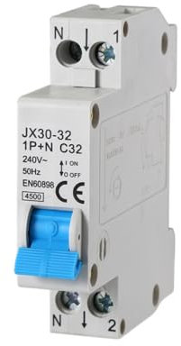 gloca Interruttore Magnetotermico Automatico 1P+N 220V 4.5KA 1 Modulo DIN (32 Ampere, 1)
