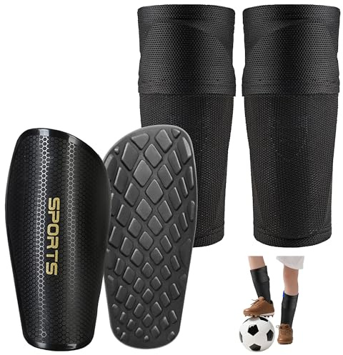 Chumix Espinilleras Futbol Niño Hombre, Espinilleras de Fútbol Ergonómicas, Elásticas Medias con Bolsillo Espinilleras, Protección Total, para Niños, Jóvenes y Adultos