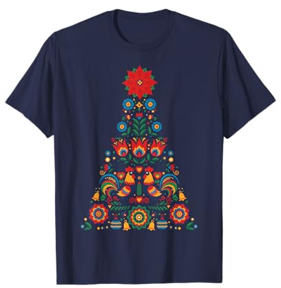 Arbre de Noël Folklorique Coq Tulipes Cloches polonais T-Shirt