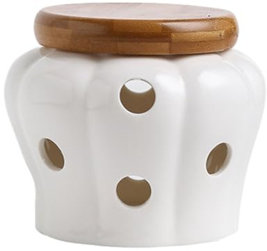 KIXZSAZ Barattolo per la conservazione dell'aglio in ceramica di grande capacità. Organizer da cucina facile da pulire realizzato con un vaso per l'aglio in ceramica con coperchio