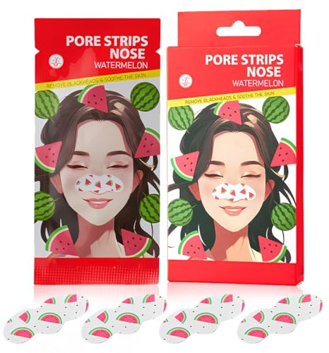 Quesuc 6 stycken pormaskborttagare remsor vattenmeloner näsplåster enkelförpackad djuprengöring, hygienisk och praktisk för alla hudtyper, kvinnor och män röd